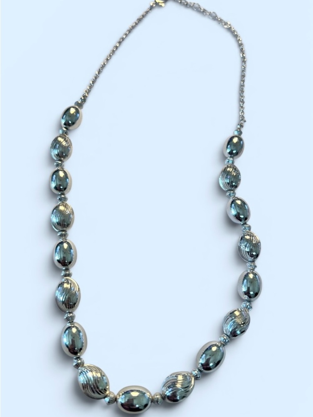 Vintage Monet textured Silver-Tone Bead Necklace
